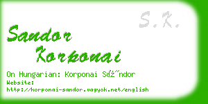 sandor korponai business card